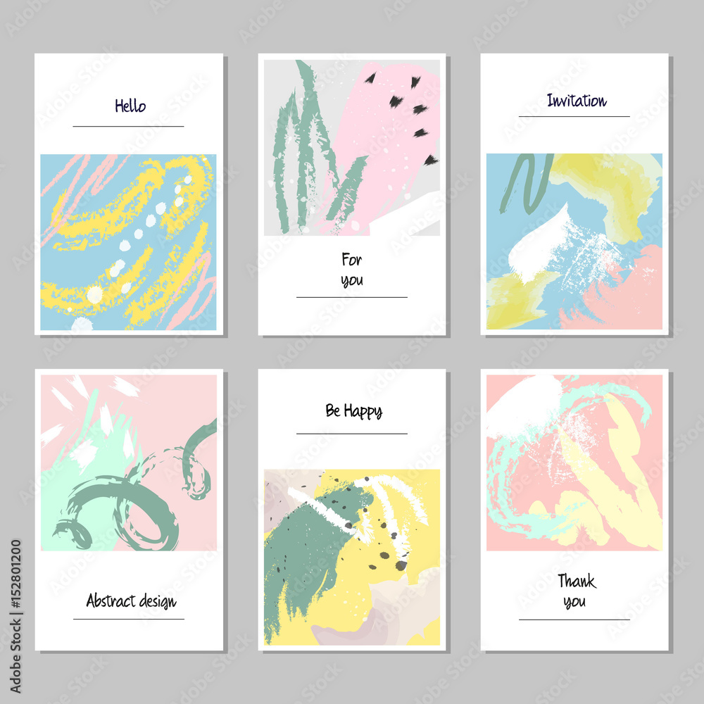 Set of universal cards and invitations, abstract modern style.