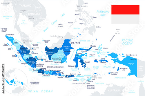 Indonesia - map and flag – illustration