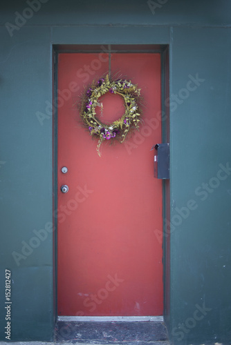 Door with wreath