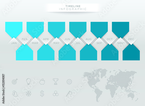 Infographic Blue Timeline With 12 Months Of The Year