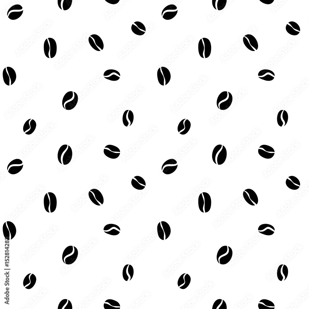 Seamless pattern with coffee beans in black and white colors Seamless pattern with coffee beans in black and white colors