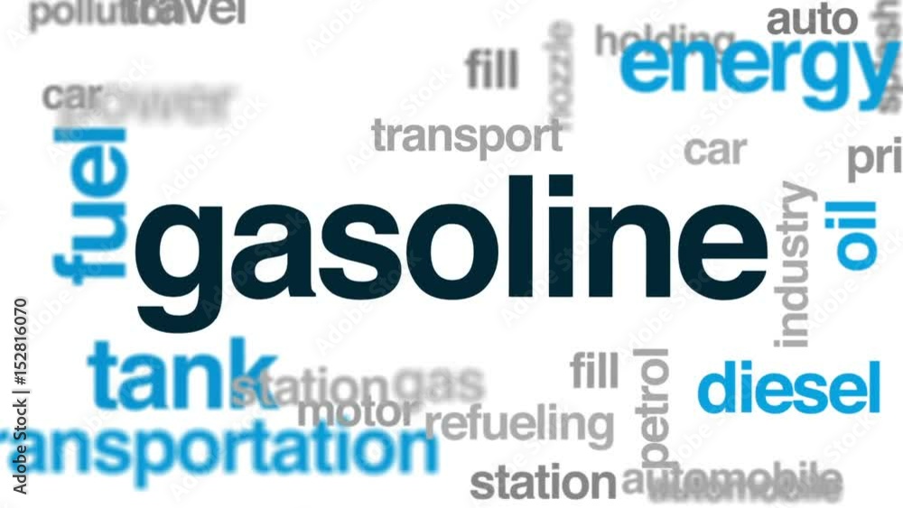 Gasoline animated word cloud, text design animation. Gasoline animated word cloud, text design animation.