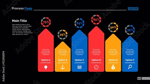 Six Arrows Bar Chart Slide Template