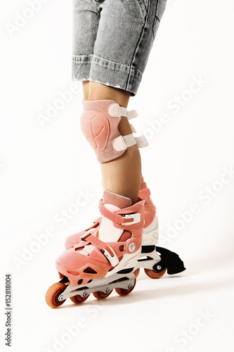Obraz na płótnie Roller skating. Roller skater legs in rollerblade