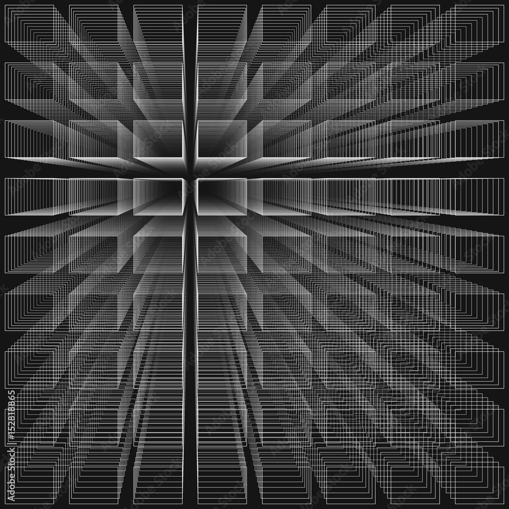 Black color abstract infinity background, 3d structure with white ...