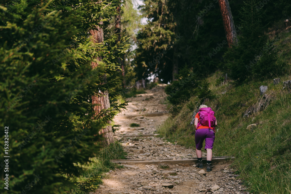 Wanderer auf dem Weg auf das Toblacher Pfannhorn in den Dolomiten, Italien Wanderer auf dem Weg auf das Toblacher Pfannhorn in den Dolomiten, Italien