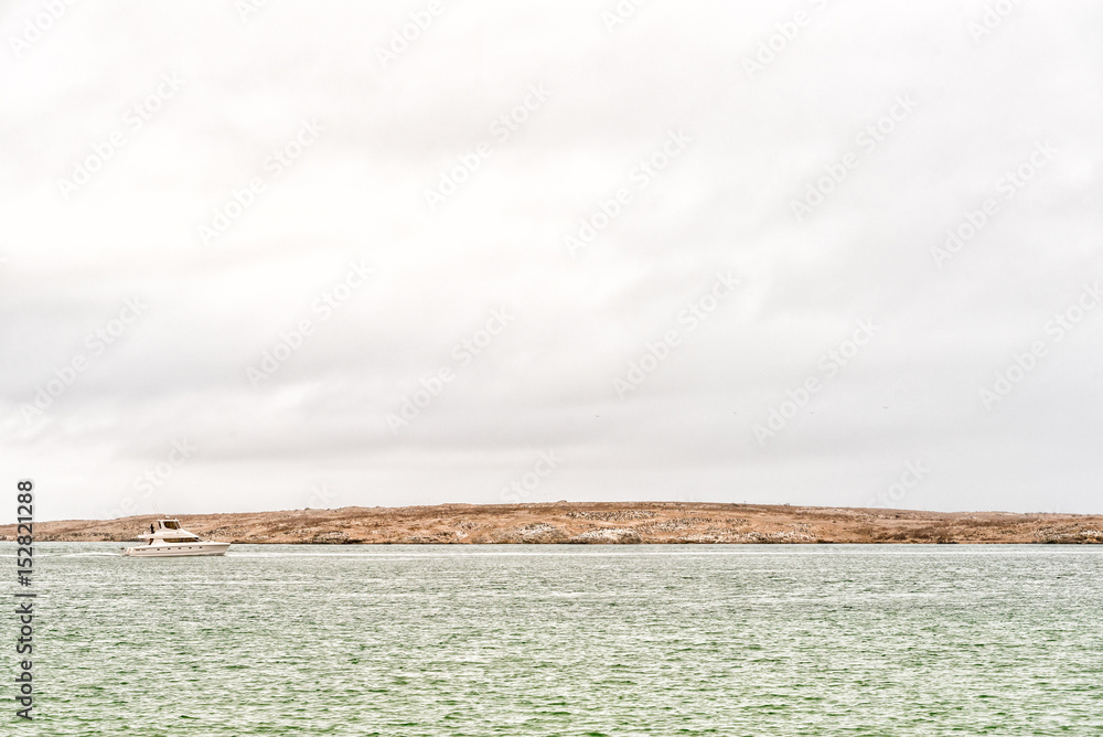 Catamaran on the Langebaan lagoon with Schaapen Island in the back