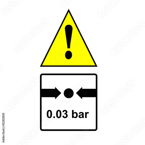 Square with number, arrows and the text bar and yellow triangle with exclamation sign
