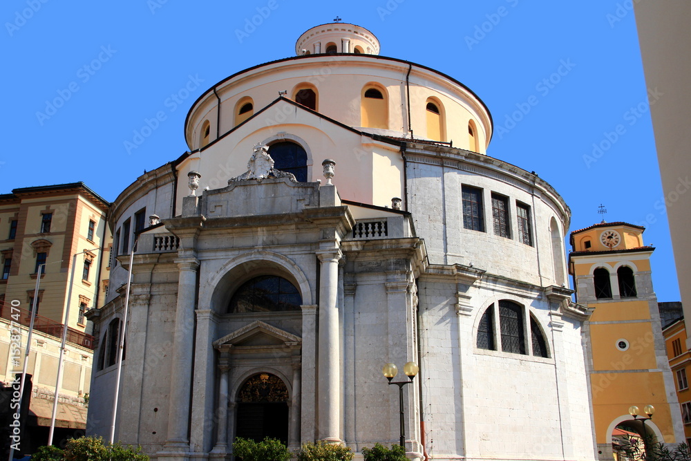 Fototapeta premium Cathedral of St. Vitus, the patron saint of the city, in a sunny summer day in downtown of Rijeka, Croatia, Europe