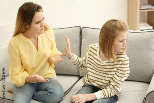 Quarrel between mother and daughter at home