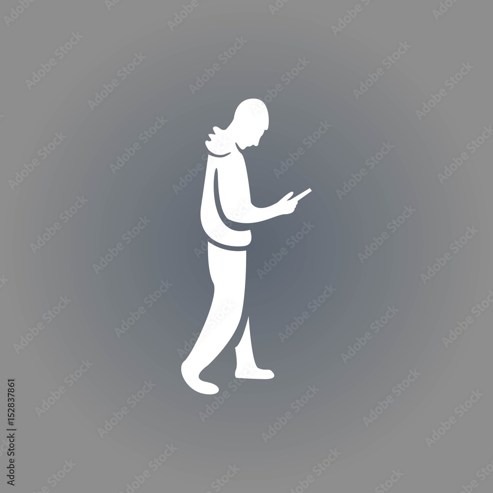 man goes with the phone in hand icon vector flat design man goes with the phone in hand icon vector flat design