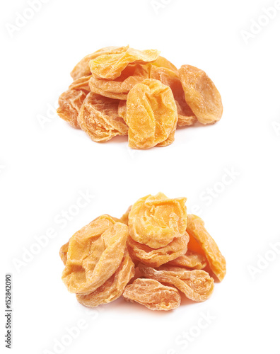 Pile of dried apricots isolated