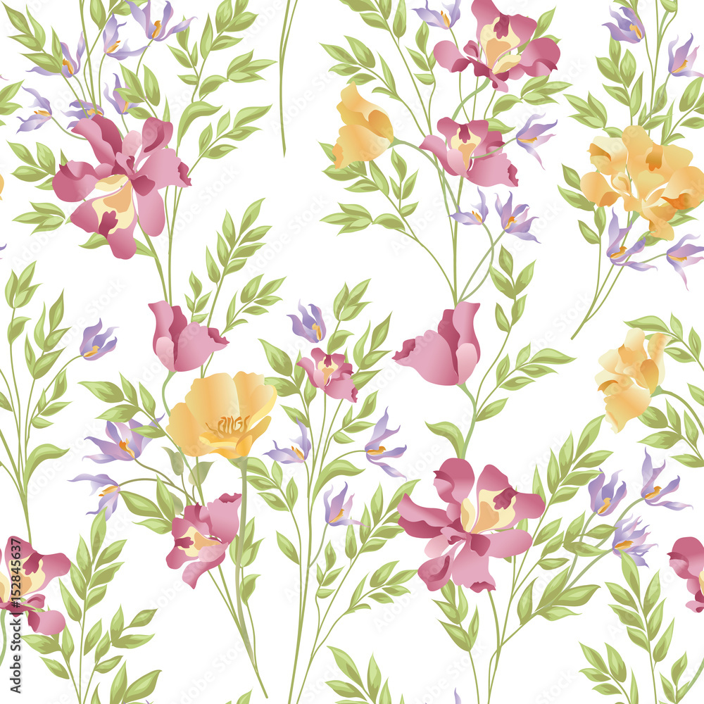 Floral ornamental seamless pattern. Abstract flower bouquet background Floral ornamental seamless pattern. Abstract flower bouquet background
