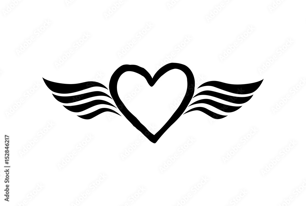 Love heart with wings. Valentine day icon. Lost love sign. Love heart with wings. Valentine day icon. Lost love sign.