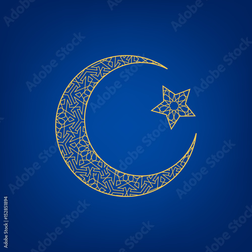 Crescent moon and star