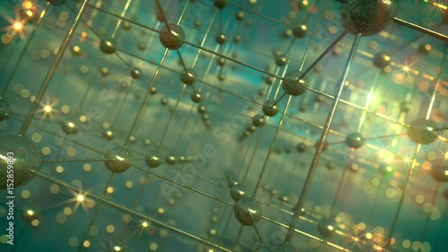 Golden crystal structure. Looping background.