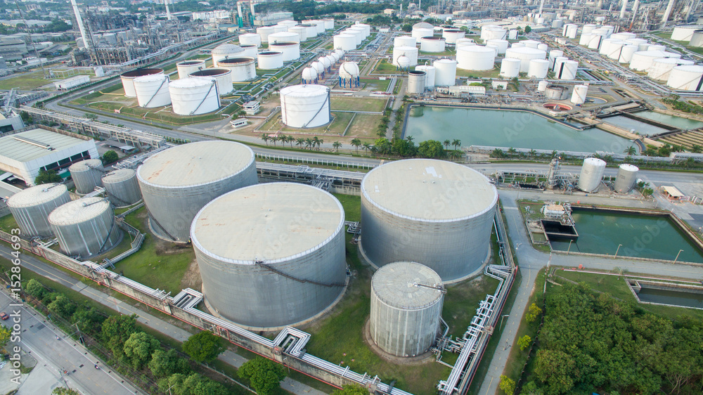 Naklejka premium aerial view of petrol industrial zone