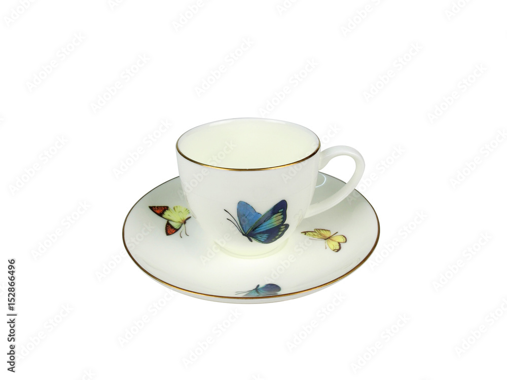 Chinese set of tea cups on white background Chinese set of tea cups on white background