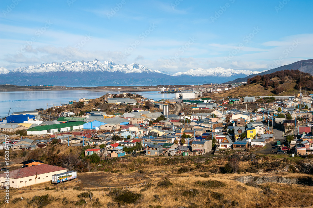 Ushuaia. Colourful houses in the Patagonian city, Argentina