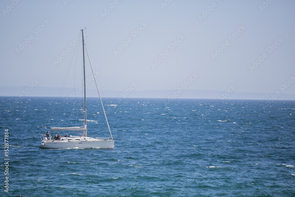 Sea view and a boat with waves with relaxation Sea view and a boat with waves with relaxation