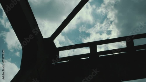 An old steel and wooden bridge in Poland.  photo