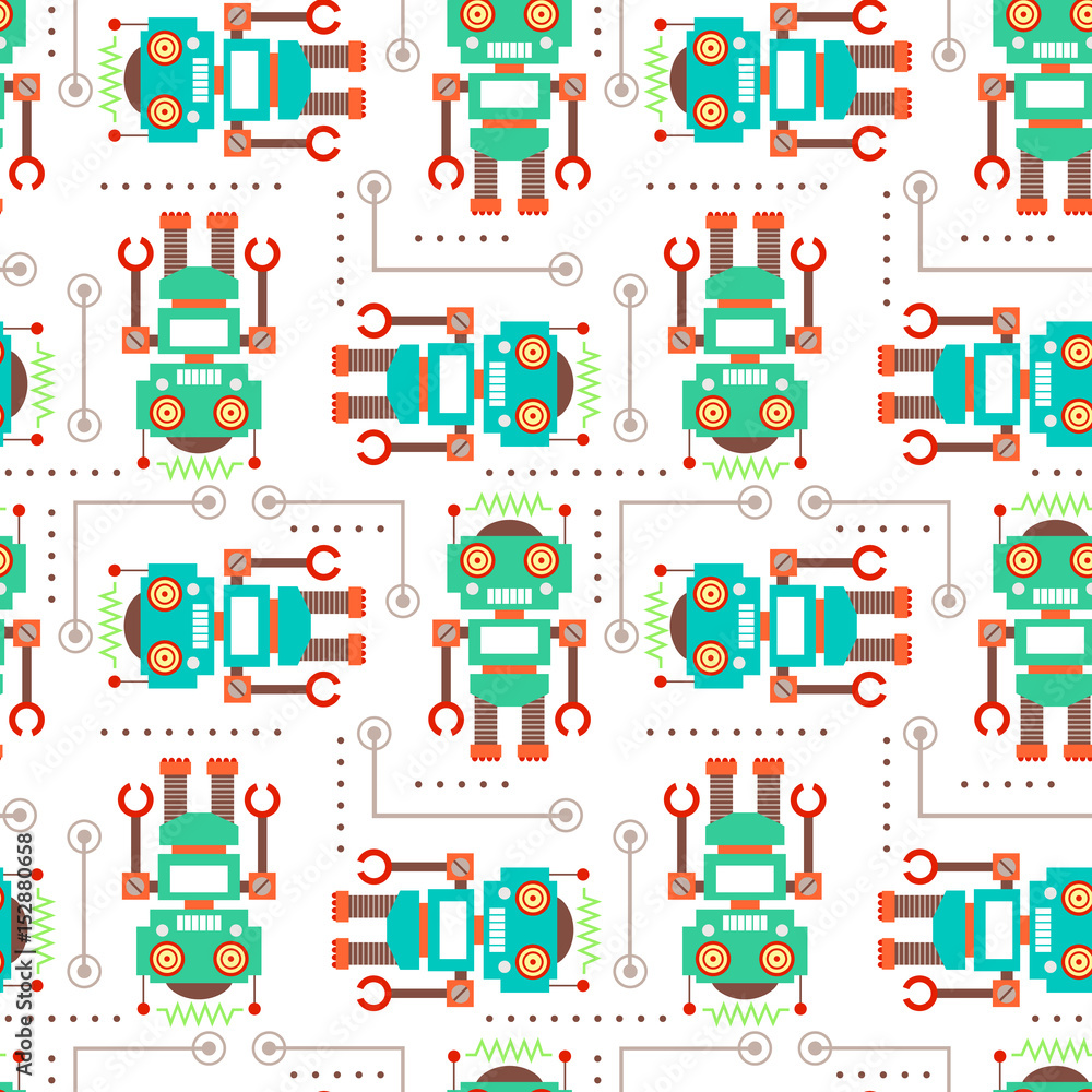 Vector illustration seamless pattern with Robot