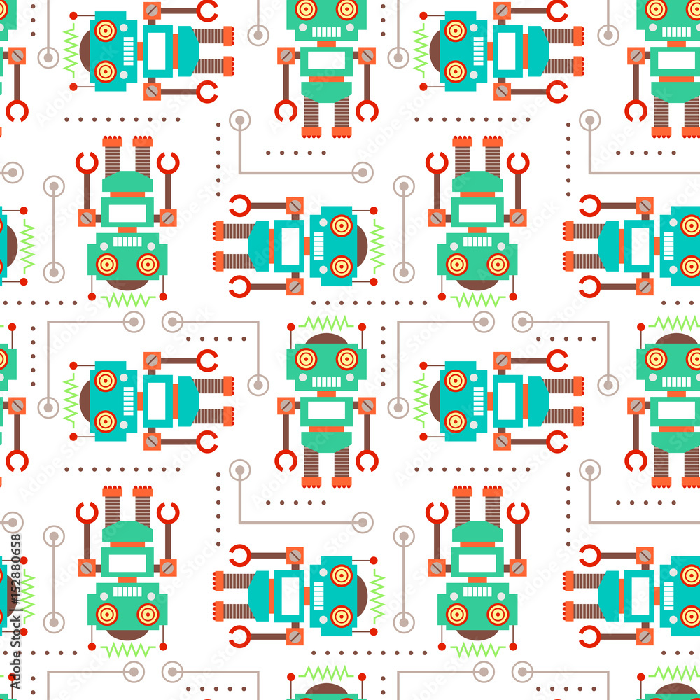 Vector illustration seamless pattern with Robot Vector illustration seamless pattern with Robot