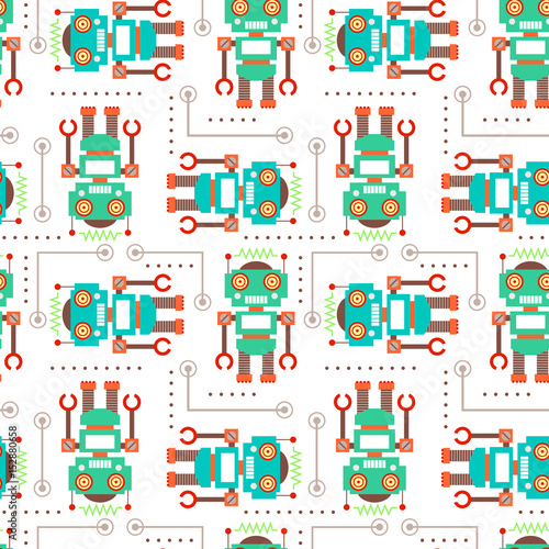 Vector illustration seamless pattern with Robot © sararoom