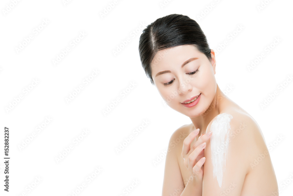 girl with sun uv protection cream girl with sun uv protection cream