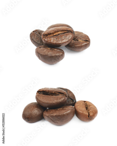 Pile of roasted coffee beans isolated