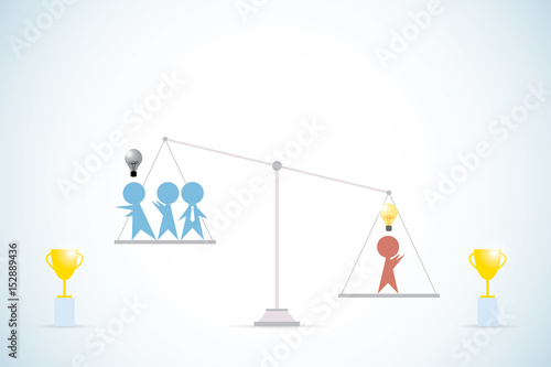 businessman with idea vs businessmen without idea, idea and business concept