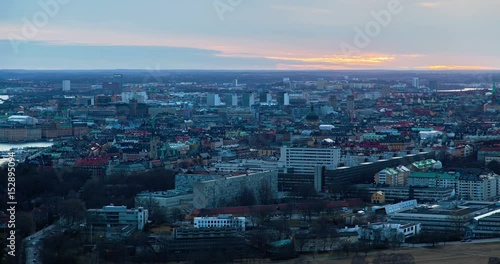 Stockholm sunset aerial view timelapse photo