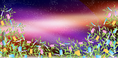七夕　竹　夜空　背景