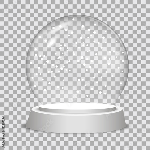 Christmas snow globe on transparent background.  Vector illustration.
 photo