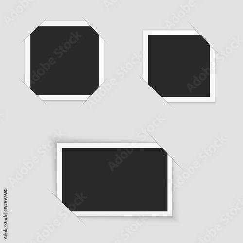 Set of Blank retro photo frames over white. Vector illustration
