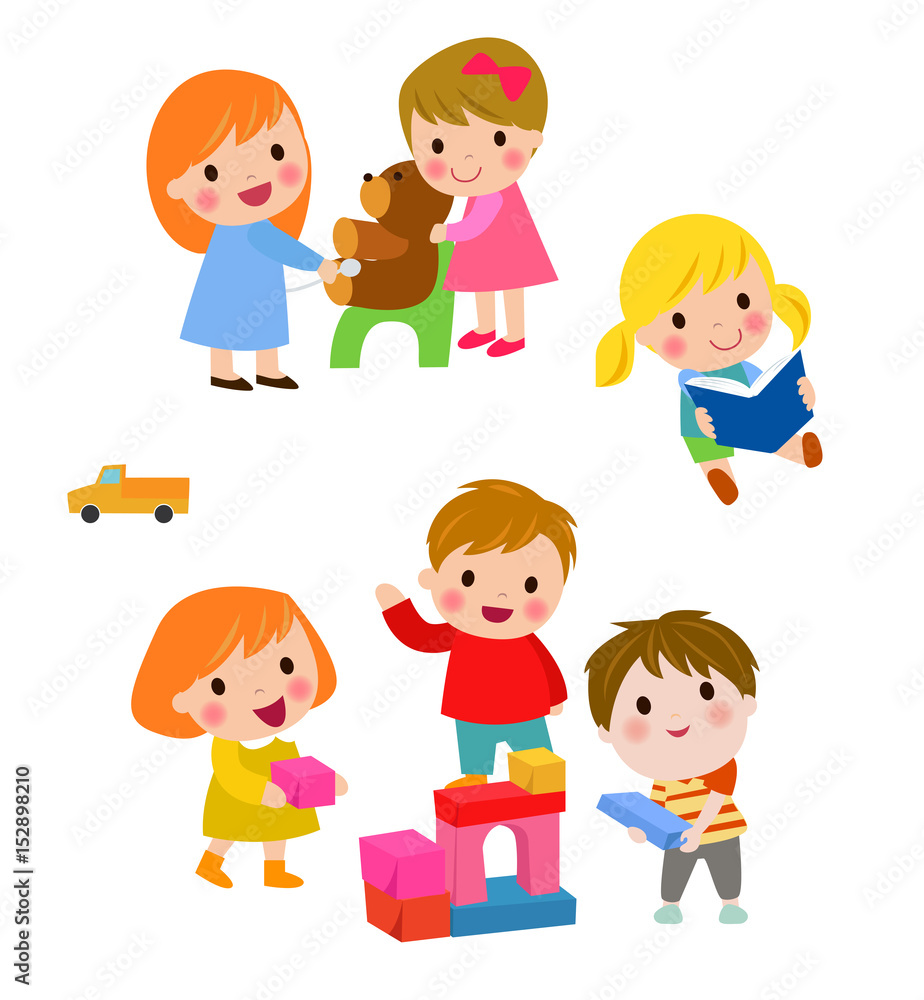 children play with toys in the kindergarten children play with toys in the kindergarten