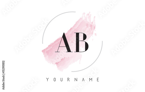 AB A B Watercolor Letter Logo Design with Circular Brush Pattern.