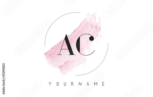 AC A C Watercolor Letter Logo Design with Circular Brush Pattern.