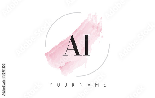 AI A I Watercolor Letter Logo Design with Circular Brush Pattern.