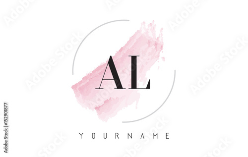AL A L Watercolor Letter Logo Design with Circular Brush Pattern.