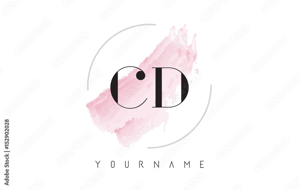 Obraz premium CD C D Watercolor Letter Logo Design with Circular Brush Pattern.