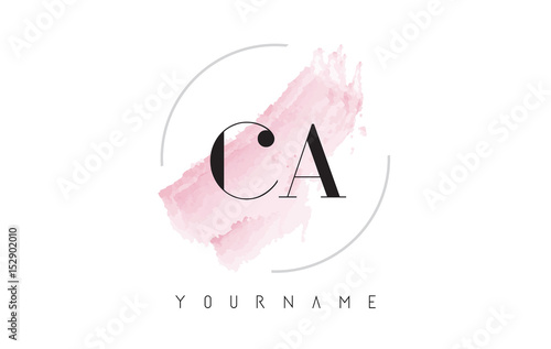 CA C A Watercolor Letter Logo Design with Circular Brush Pattern. photo