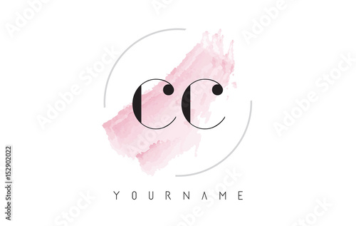 Photos CC C C Watercolor Letter Logo Design with Circular Brush Pattern.