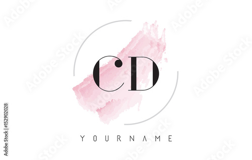 CD C D Watercolor Letter Logo Design with Circular Brush Pattern.