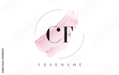 CF C F Watercolor Letter Logo Design with Circular Brush Pattern.