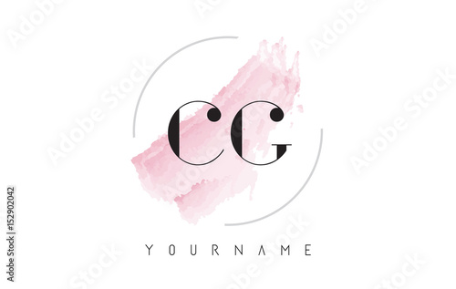 CG C G Watercolor Letter Logo Design with Circular Brush Pattern.