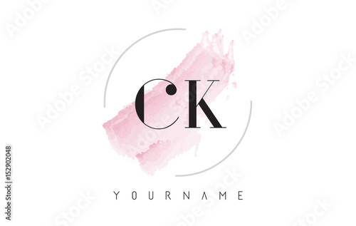 CK C K Watercolor Letter Logo Design with Circular Brush Pattern.