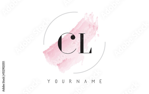 CL C L Watercolor Letter Logo Design with Circular Brush Pattern.