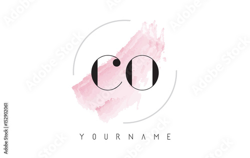 CO C O Watercolor Letter Logo Design with Circular Brush Pattern.