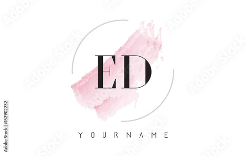 ED E D Watercolor Letter Logo Design with Circular Brush Pattern.